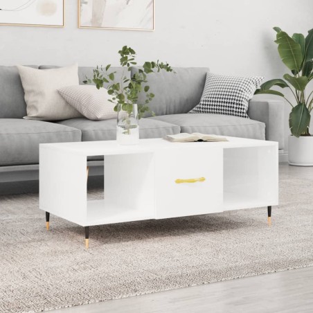 vidaXL Tavolino da Salotto Bianco Lucido 102x50x40cm Legno Multistrato