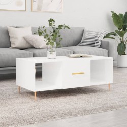 vidaXL Tavolino da Salotto Bianco Lucido 102x50x40cm Legno Multistrato