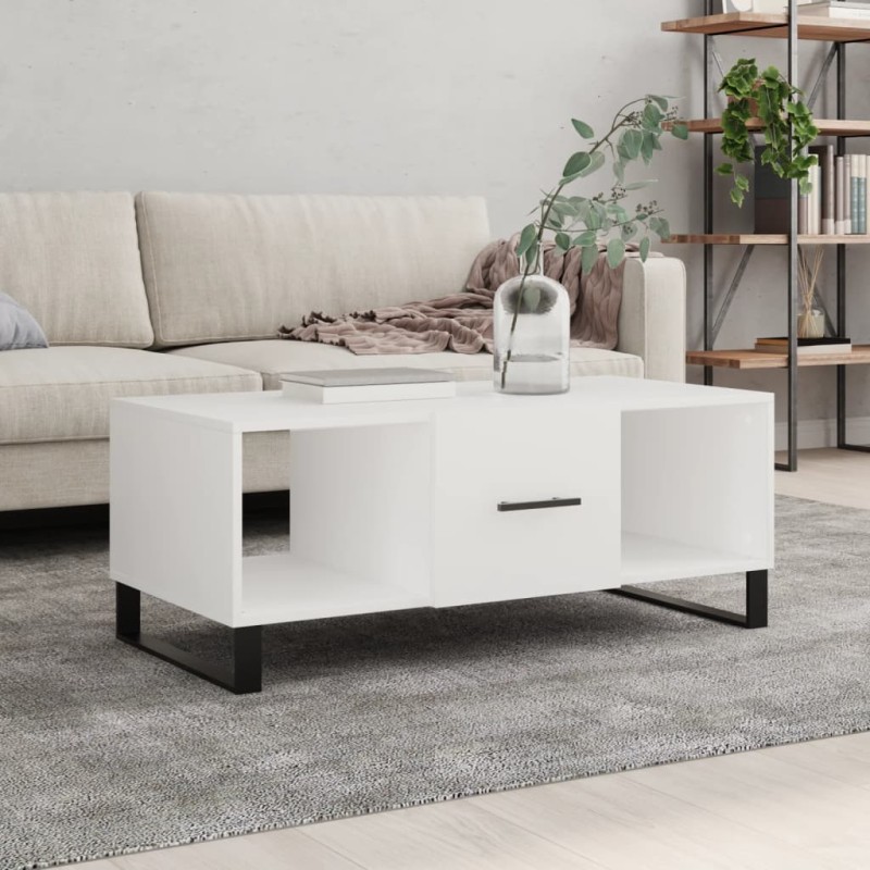 vidaXL Tavolino da Salotto Bianco 102x50x40 cm in Legno Multistrato