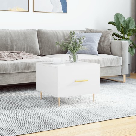 vidaXL Tavolino da Salotto Bianco Lucido 50x50x40 cm Legno Multistrato