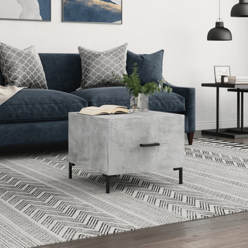 vidaXL Tavolino Salotto Grigio Cemento 50x50x40 cm Legno Multistrato