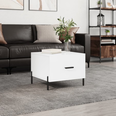 vidaXL Tavolino da Salotto Bianco Lucido 50x50x40 cm Legno Multistrato