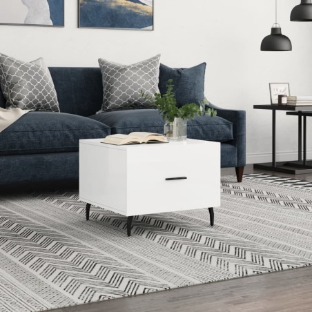 vidaXL Tavolino da Salotto Bianco Lucido 50x50x40 cm Legno Multistrato