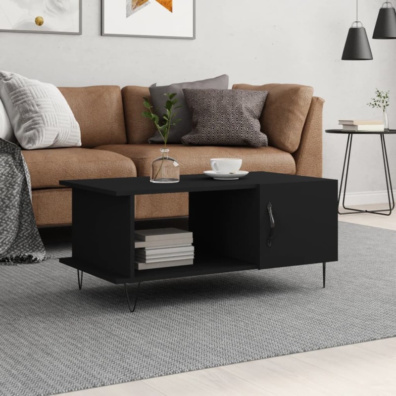 vidaXL Tavolino da Salotto Nero 90x50x40 cm in Legno Multistrato
