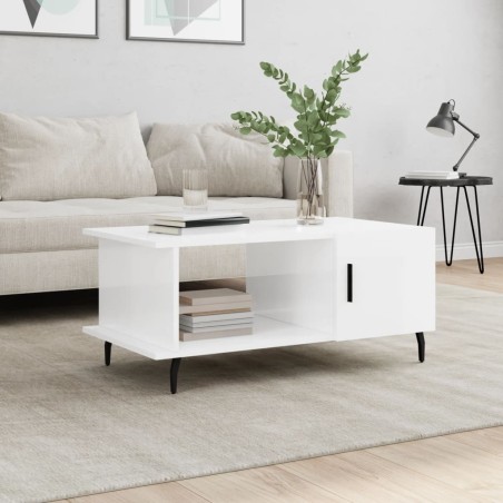 vidaXL Tavolino da Salotto Bianco Lucido 90x50x40 cm Legno Multistrato
