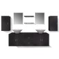 Mobili da Bagno con Lavabo Set 9 pz Nero Mobili da Bagno con Lavabo Set 9 pz Nero