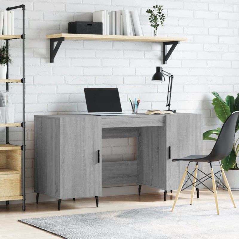 vidaXL Scrivania Grigio Sonoma 140x50x75 cm in Legno Multistrato