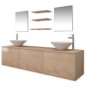 Set Mobili per Bagno 10 pz con Lavandino e Rubinetto Beige Set Mobili per Bagno 10 pz con Lavandino e Rubinetto Beige