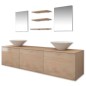 Set Mobili per Bagno 10 pz con Lavandino e Rubinetto Beige Set Mobili per Bagno 10 pz con Lavandino e Rubinetto Beige