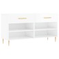 vidaXL Panca Porta Scarpe Bianco Lucido 102x35x55 cm Legno Multistrato vidaXL Panca Porta Scarpe Bianco Lucido 102x35x55 cm Legno Multistrato