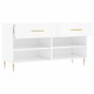 vidaXL Panca Porta Scarpe Bianco Lucido 102x35x55 cm Legno Multistrato vidaXL Panca Porta Scarpe Bianco Lucido 102x35x55 cm Legno Multistrato