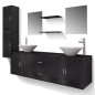 Set Mobili da Bagno 11 pz con Lavabo e Rubinetto Nero Set Mobili da Bagno 11 pz con Lavabo e Rubinetto Nero