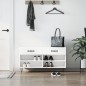 vidaXL Panca Porta Scarpe Bianco Lucido 102x35x55 cm Legno Multistrato vidaXL Panca Porta Scarpe Bianco Lucido 102x35x55 cm Legno Multistrato