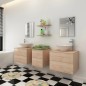 Set Mobili da Bagno con Lavandino 7 pz Beige Set Mobili da Bagno con Lavandino 7 pz Beige