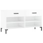 vidaXL Panca Porta Scarpe Bianco Lucido 102x35x55 cm Legno Multistrato vidaXL Panca Porta Scarpe Bianco Lucido 102x35x55 cm Legno Multistrato