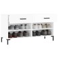vidaXL Panca Porta Scarpe Bianco Lucido 102x35x55 cm Legno Multistrato vidaXL Panca Porta Scarpe Bianco Lucido 102x35x55 cm Legno Multistrato