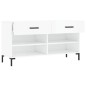 vidaXL Panca Porta Scarpe Bianco Lucido 102x35x55 cm Legno Multistrato vidaXL Panca Porta Scarpe Bianco Lucido 102x35x55 cm Legno Multistrato