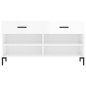 vidaXL Panca Porta Scarpe Bianco Lucido 102x35x55 cm Legno Multistrato vidaXL Panca Porta Scarpe Bianco Lucido 102x35x55 cm Legno Multistrato