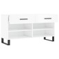 vidaXL Panca Porta Scarpe Bianco Lucido 102x35x55 cm Legno Multistrato vidaXL Panca Porta Scarpe Bianco Lucido 102x35x55 cm Legno Multistrato