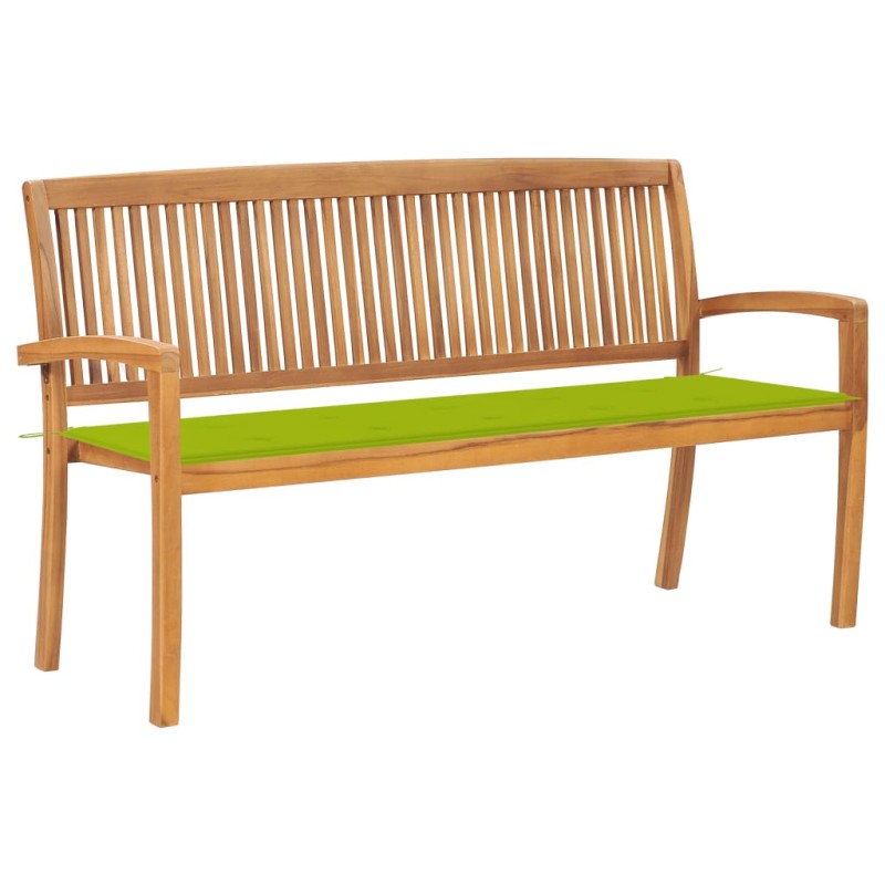Panchina da Giardino Impilabile e Cuscino 159cm Teak Massello Panchina da Giardino Impilabile e Cuscino 159cm Teak Massello