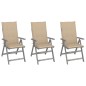 Sedie da Giardino Reclinabili 3 pz con Cuscini Massello Acacia Sedie da Giardino Reclinabili 3 pz con Cuscini Massello Acacia