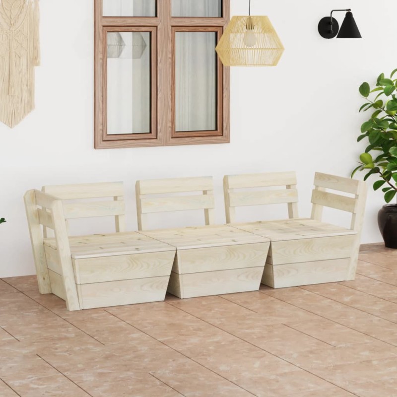 Divano da Giardino a 3 Posti su Pallet Legno Abete Impregnato Divano da Giardino a 3 Posti su Pallet Legno Abete Impregnato