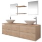 Set Mobili per Bagno 9 pz con Lavandino e Rubinetto Beige Set Mobili per Bagno 9 pz con Lavandino e Rubinetto Beige