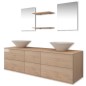 Set Mobili per Bagno 9 pz con Lavandino e Rubinetto Beige Set Mobili per Bagno 9 pz con Lavandino e Rubinetto Beige