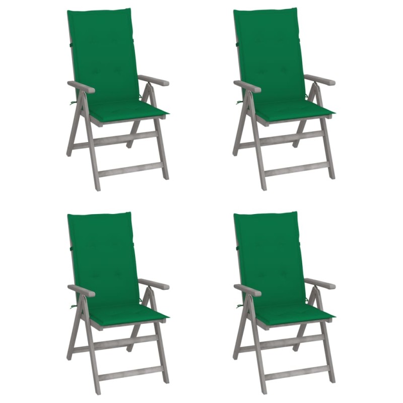 Sedie da Giardino Reclinabili 4pz Cuscini Acacia Massello Sedie da Giardino Reclinabili 4pz Cuscini Acacia Massello