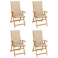 Sedie da Giardino 4 pz con Cuscini Beige Massello di Teak Sedie da Giardino 4 pz con Cuscini Beige Massello di Teak