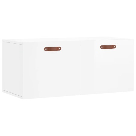 vidaXL Mobile a Parete Bianco Lucido 80x36,5x35 cm Legno Multistrato