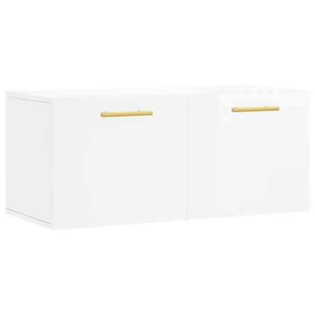 vidaXL Mobile a Parete Bianco Lucido 80x36,5x35 cm Legno Multistrato