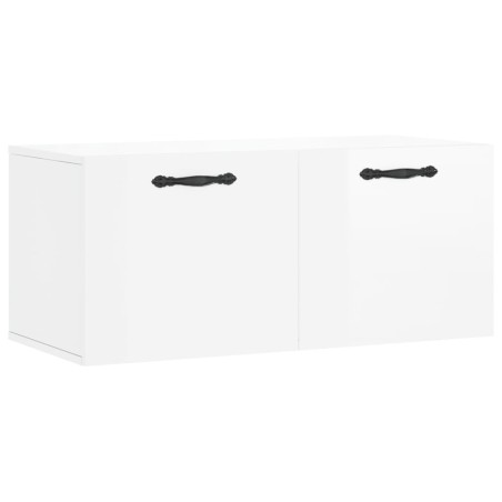 vidaXL Mobile a Parete Bianco Lucido 80x36,5x35 cm Legno Multistrato