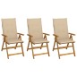Sedie da Giardino Pieghevoli 3 pz con Cuscini Acacia Massello Sedie da Giardino Pieghevoli 3 pz con Cuscini Acacia Massello