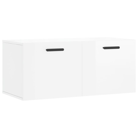 vidaXL Mobile a Parete Bianco Lucido 80x36,5x35 cm Legno Multistrato