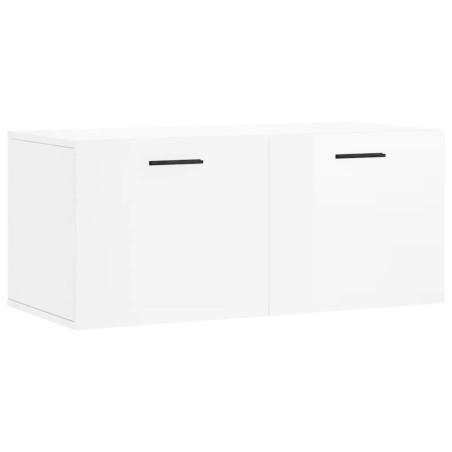 vidaXL Mobile a Parete Bianco Lucido 80x36,5x35 cm Legno Multistrato