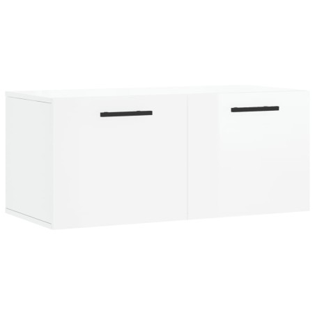 vidaXL Mobile a Parete Bianco Lucido 80x36,5x35 cm Legno Multistrato