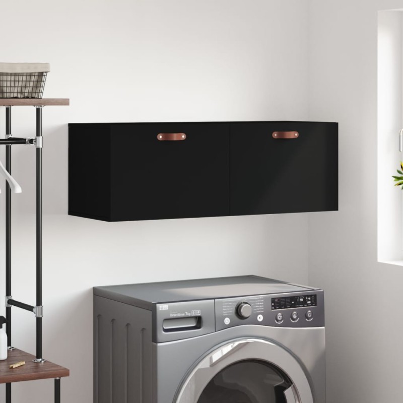 vidaXL Mobile a Parete Nero 100x36,5x35 cm in Legno Multistrato vidaXL Mobile a Parete Nero 100x36,5x35 cm in Legno Multistrato