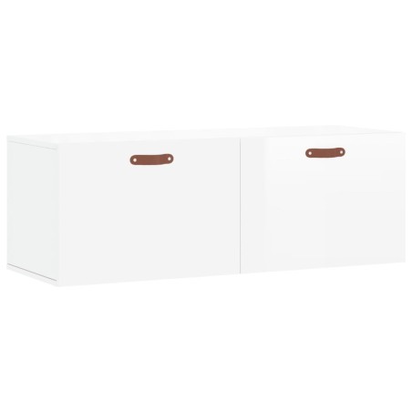vidaXL Mobile a Parete Bianco Lucido 100x36,5x35 cm Legno Multistrato