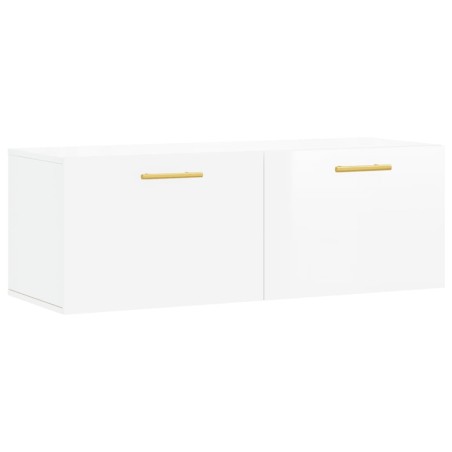 vidaXL Mobile a Parete Bianco Lucido 100x36,5x35 cm Legno Multistrato