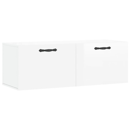 vidaXL Mobile a Parete Bianco Lucido 100x36,5x35 cm Legno Multistrato