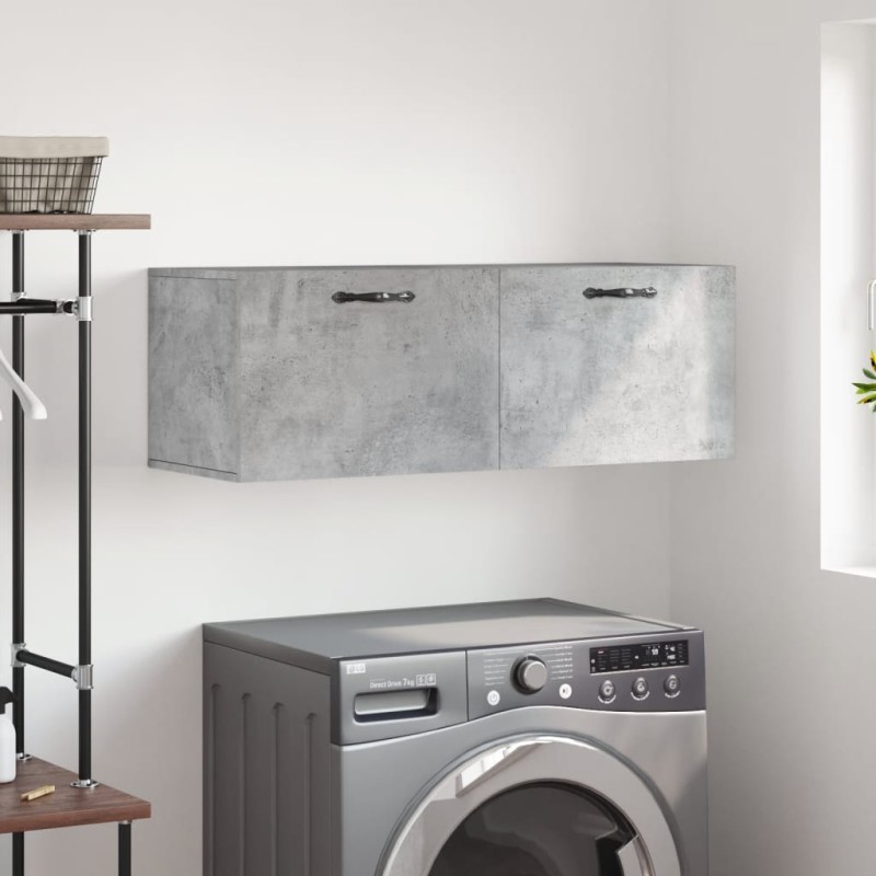 vidaXL Mobile a Parete Grigio Cemento 100x36,5x35 cm Legno Multistrato vidaXL Mobile a Parete Grigio Cemento 100x36,5x35 cm Legno Multistrato