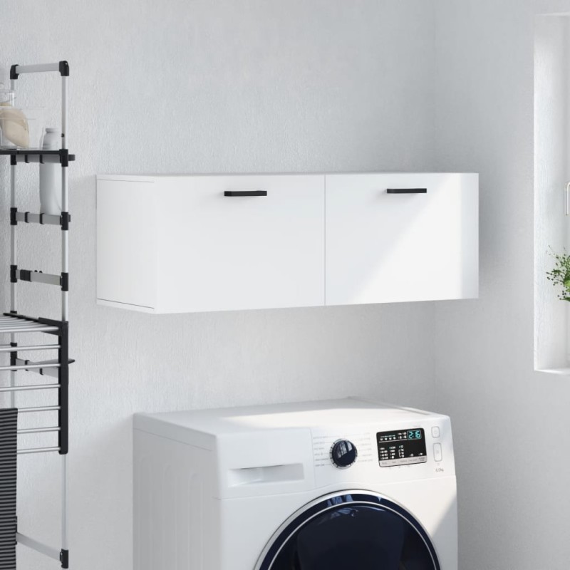 vidaXL Mobile a Parete Bianco 100x36,5x35 cm in Legno Multistrato vidaXL Mobile a Parete Bianco 100x36,5x35 cm in Legno Multistrato