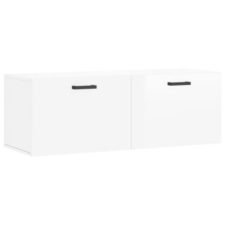 vidaXL Mobile a Parete Bianco Lucido 100x36,5x35 cm Legno Multistrato