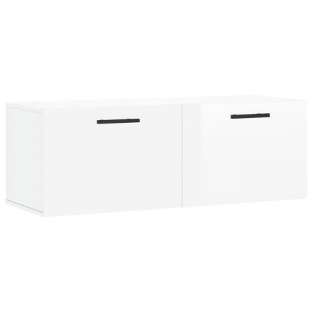 vidaXL Mobile a Parete Bianco Lucido 100x36,5x35 cm Legno Multistrato