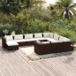 Set Mobili da Giardino 11 pz con Cuscini in Polyrattan Marrone Set Mobili da Giardino 11 pz con Cuscini in Polyrattan Marrone