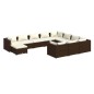 Set Mobili da Giardino 11 pz con Cuscini in Polyrattan Marrone Set Mobili da Giardino 11 pz con Cuscini in Polyrattan Marrone