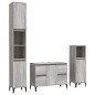 Set Mobili da Bagno 3 pz Grigio Sonoma in Legno Multistrato Set Mobili da Bagno 3 pz Grigio Sonoma in Legno Multistrato