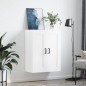 vidaXL Mobile a Parete Bianco Lucido 69,5x34x90 cm Legno Multistrato vidaXL Mobile a Parete Bianco Lucido 69,5x34x90 cm Legno Multistrato