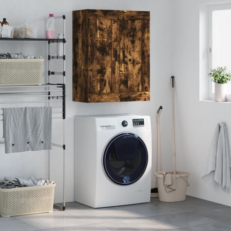 vidaXL Mobile a Parete Rovere Fumo 69,5x34x90 cm in Legno Multistrato vidaXL Mobile a Parete Rovere Fumo 69,5x34x90 cm in Legno Multistrato
